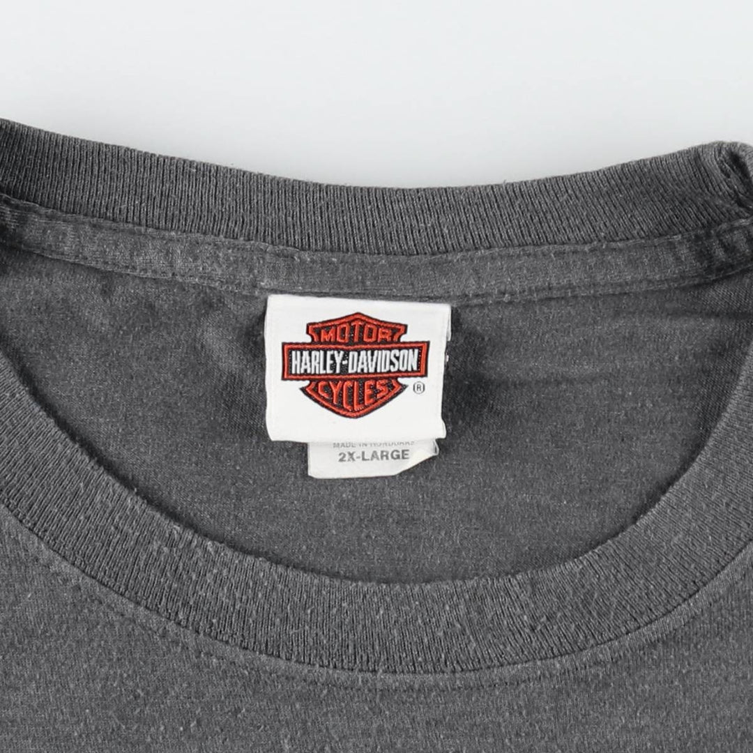Harley-Davidson Fire Pattern Eagle Design Motorcycle T-Shirt, Men's XXL (approx.) cotton gray type Vintage Second Hand