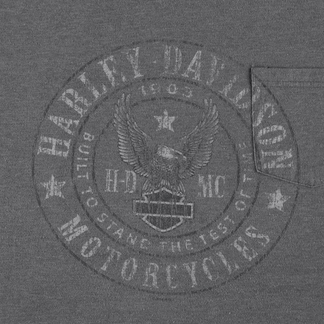 Harley-Davidson Fire Pattern Eagle Design Motorcycle T-Shirt, Men's XXL (approx.) cotton gray type Vintage Second Hand