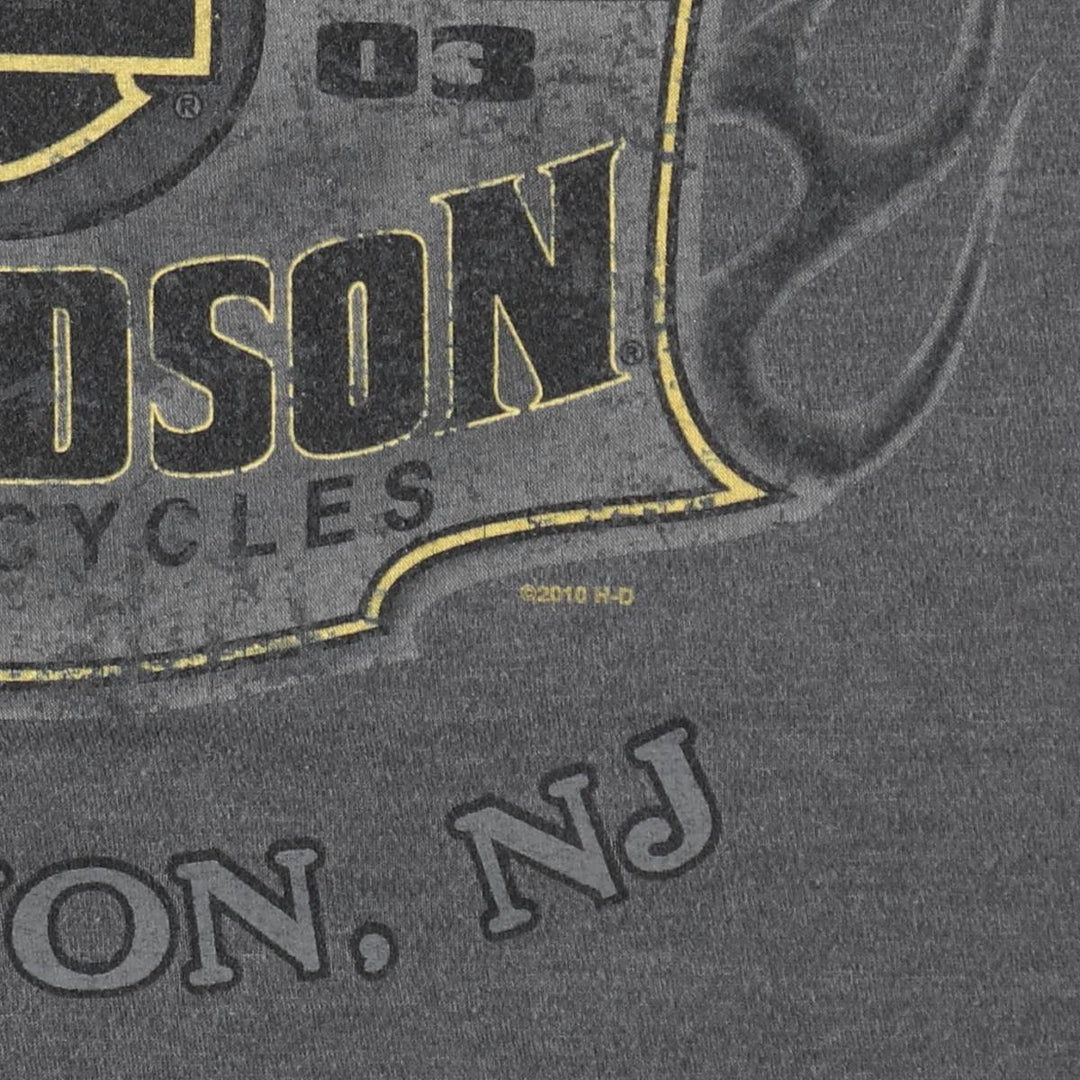 Harley-Davidson Fire Pattern Eagle Design Motorcycle T-Shirt, Men's XXL (approx.) cotton gray type Vintage Second Hand