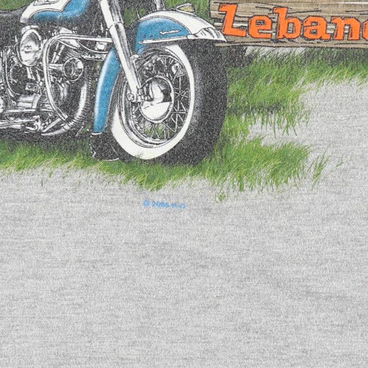 00~S Harley-Davidson Skull Pattern Fire Pattern Motorcycle Bike T-Shirt Men's XL equivalent cotton gray type Vintage Second Hand
