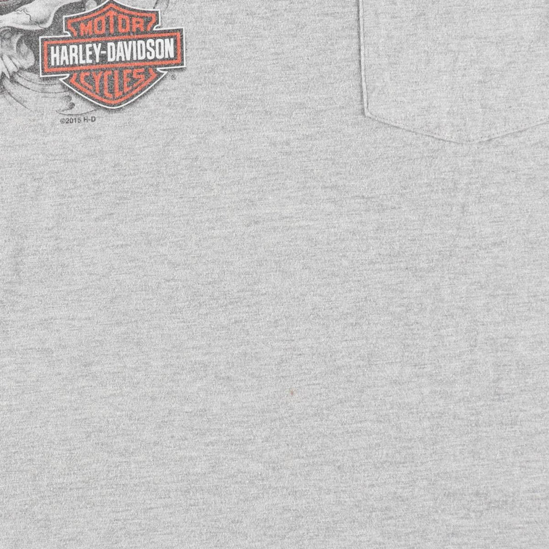 00~S Harley-Davidson Skull Pattern Fire Pattern Motorcycle Bike T-Shirt Men's XL equivalent cotton gray type Vintage Second Hand