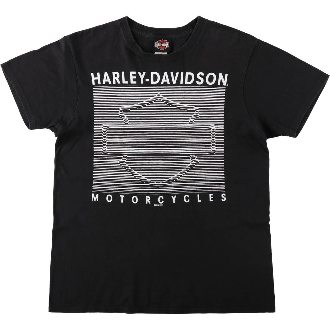 Harley-Davidson Motorcycle T-Shirt, Men's Size M (Equivalent), Crew Neck. cotton black type Vintage Second Hand