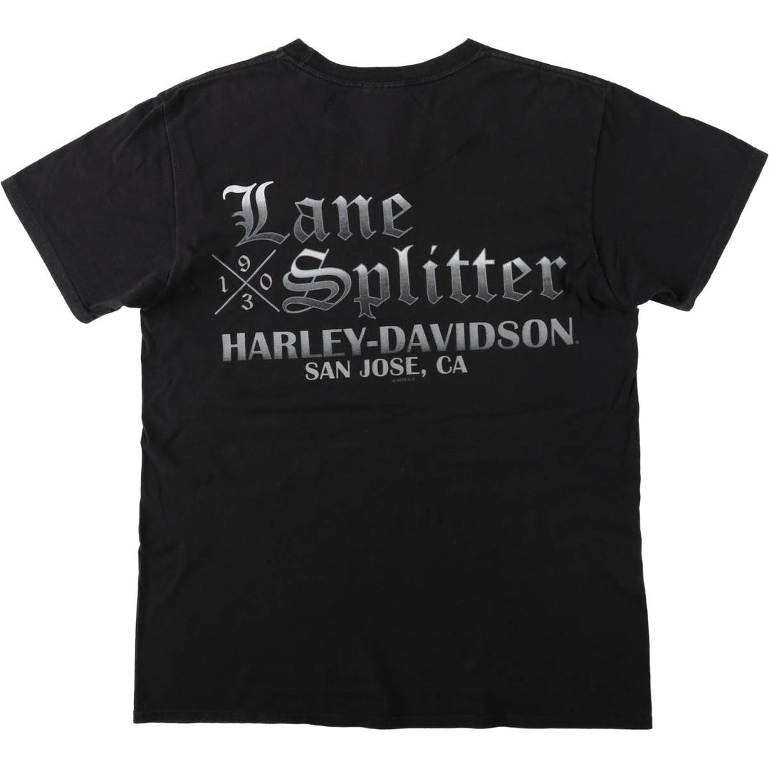 Harley-Davidson Motorcycle T-Shirt, Men's Size M (Equivalent), Crew Neck. cotton black type Vintage Second Hand