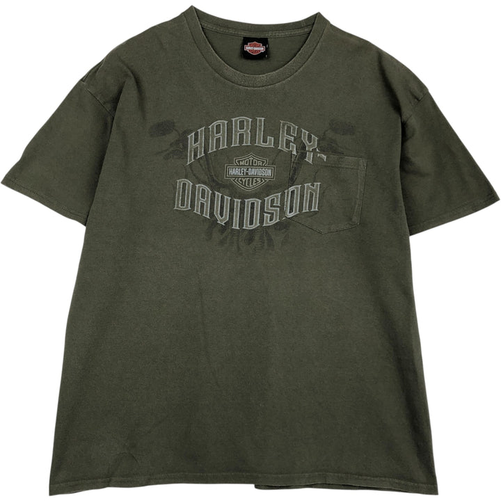 Harley-Davidson Motorcycle Bike T-shirt, Men's XL size unclear Khaki type Vintage Second Hand