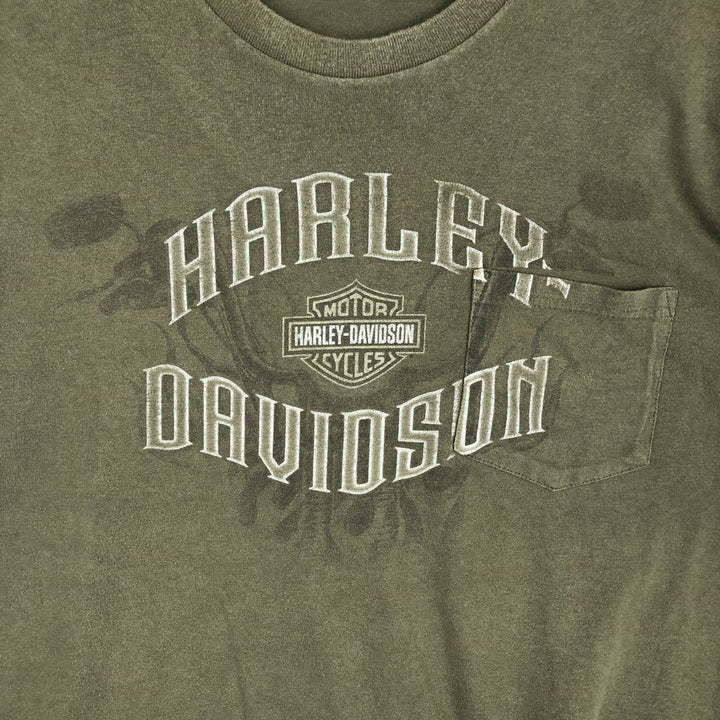 Harley-Davidson Motorcycle Bike T-shirt, Men's XL size unclear Khaki type Vintage Second Hand