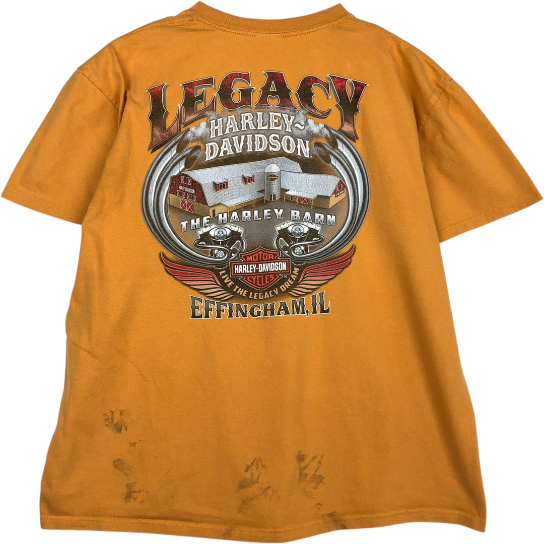 Harley-Davidson Motorcycle Bike T-shirt, Men's XL size cotton yellow type Vintage Second Hand