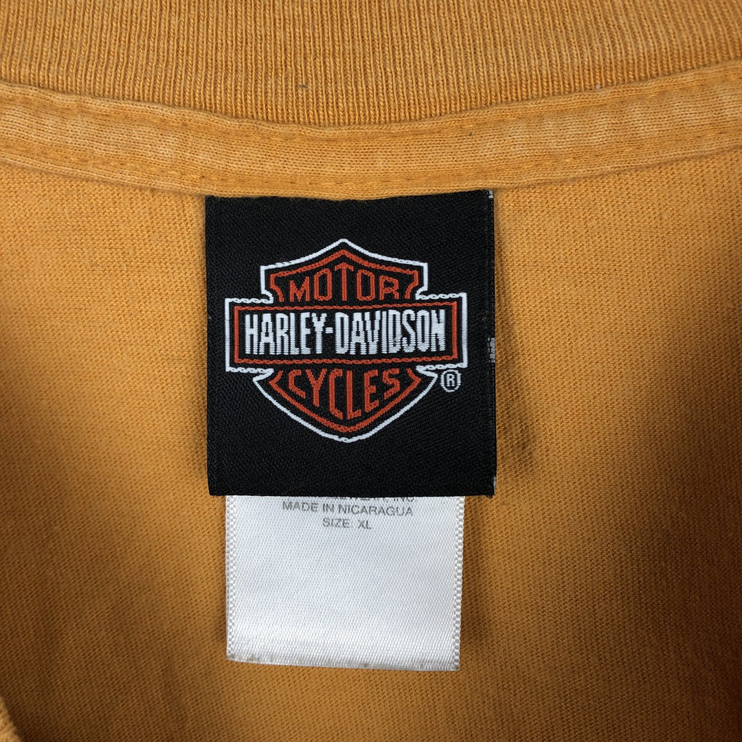 Harley-Davidson Motorcycle Bike T-shirt, Men's XL size cotton yellow type Vintage Second Hand