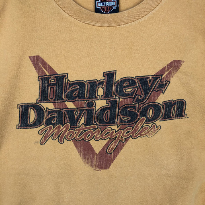 Harley-Davidson Motorcycle Bike T-shirt, Men's XL size cotton yellow type Vintage Second Hand
