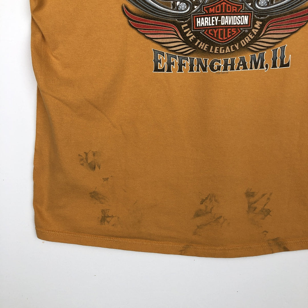 Harley-Davidson Motorcycle Bike T-shirt, Men's XL size cotton yellow type Vintage Second Hand