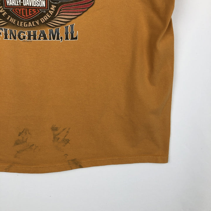 Harley-Davidson Motorcycle Bike T-shirt, Men's XL size cotton yellow type Vintage Second Hand