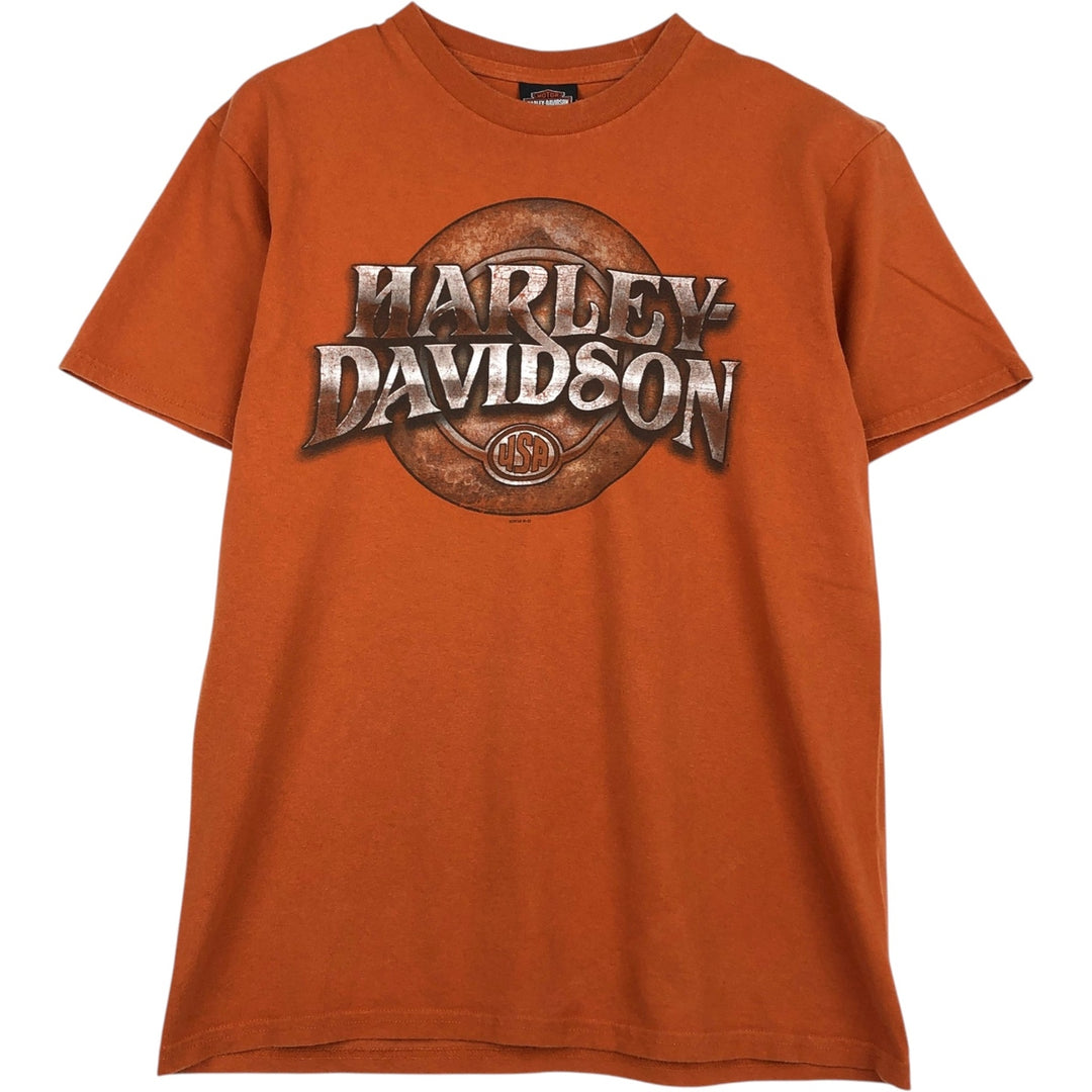 Harley-Davidson Wild Boar Pattern Motorcycle T-Shirt, Men's Size S (approx.) unclear orange type Vintage Second Hand
