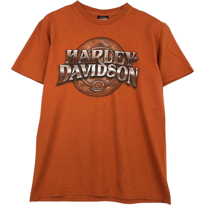 Harley-Davidson Wild Boar Pattern Motorcycle T-Shirt, Men's Size S (approx.) unclear orange type Vintage Second Hand