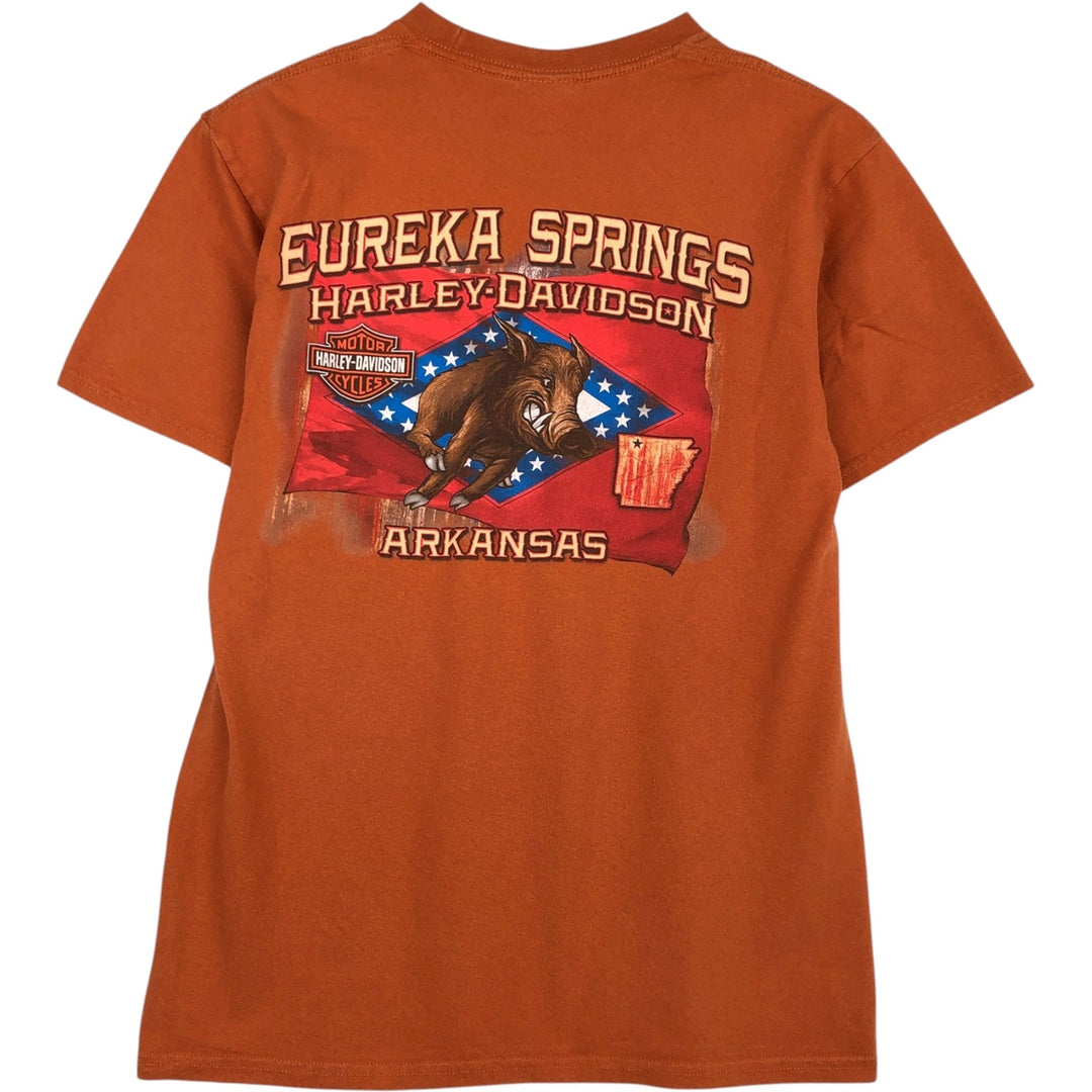Harley-Davidson Wild Boar Pattern Motorcycle T-Shirt, Men's Size S (approx.) unclear orange type Vintage Second Hand
