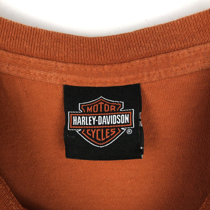 Harley-Davidson Wild Boar Pattern Motorcycle T-Shirt, Men's Size S (approx.) unclear orange type Vintage Second Hand