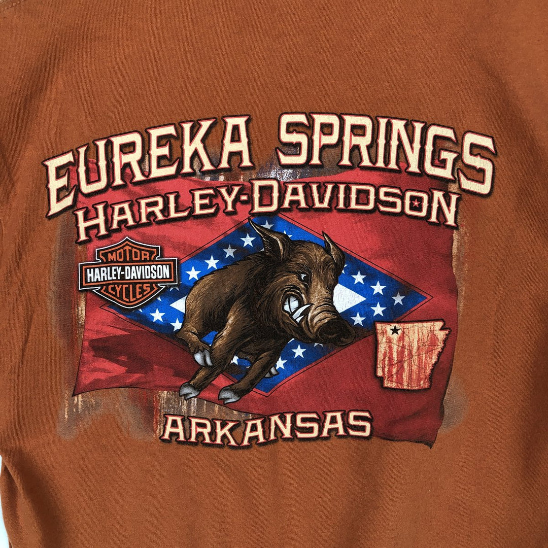 Harley-Davidson Wild Boar Pattern Motorcycle T-Shirt, Men's Size S (approx.) unclear orange type Vintage Second Hand