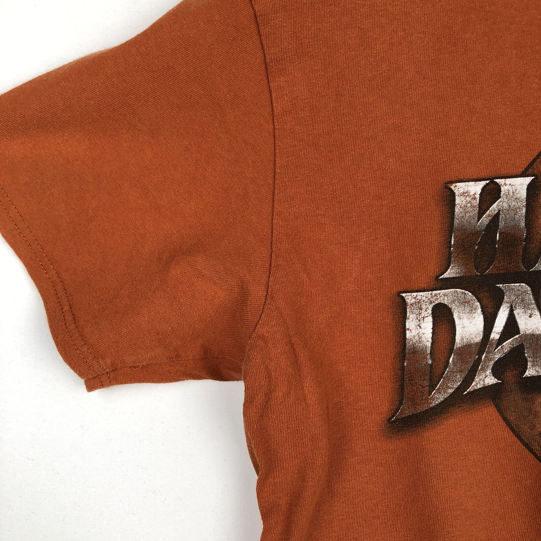 Harley-Davidson Wild Boar Pattern Motorcycle T-Shirt, Men's Size S (approx.) unclear orange type Vintage Second Hand