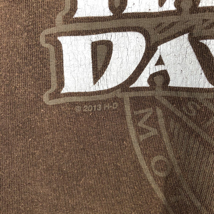 Harley-Davidson Fire Pattern Thunder Motorcycle Bike T-Shirt, Men's Size XL (approx.) cotton brown type Vintage Second Hand