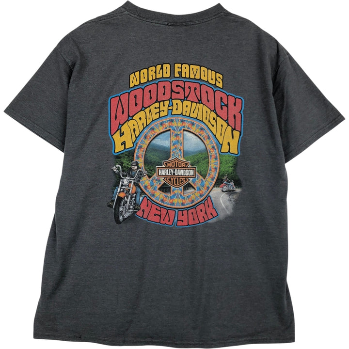 Harley-Davidson Peace Sign Motorcycle T-Shirt, Men's Size XL (approx.) cotton gray type Vintage Second Hand