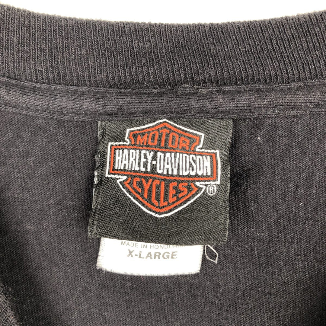 Harley-Davidson Hanes BEEFY-T Large Print Motorcycle T-Shirt, Men's Size XL (approx.) cotton black type Vintage Second Hand