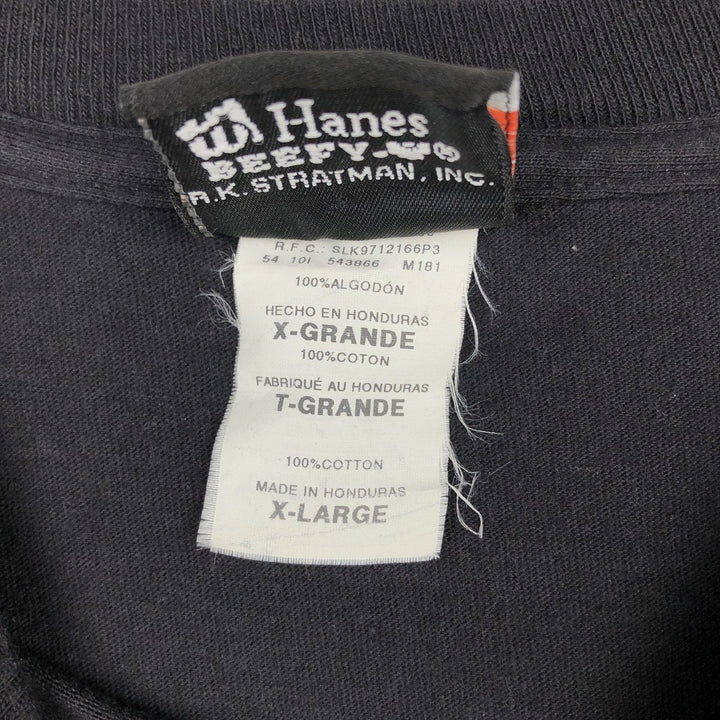 Harley-Davidson Hanes BEEFY-T Large Print Motorcycle T-Shirt, Men's Size XL (approx.) cotton black type Vintage Second Hand