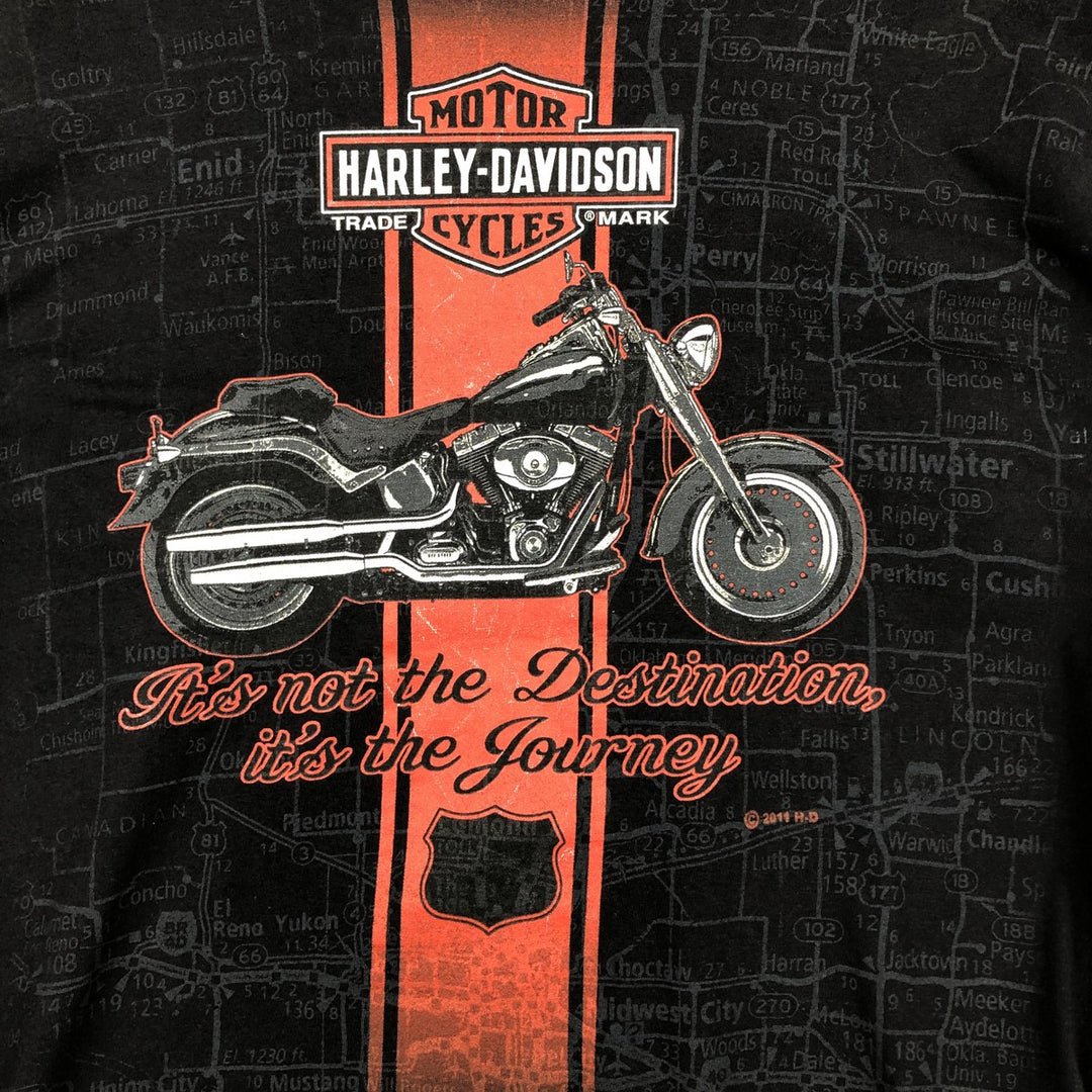 Harley-Davidson Hanes BEEFY-T Large Print Motorcycle T-Shirt, Men's Size XL (approx.) cotton black type Vintage Second Hand