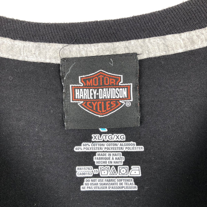 Harley-Davidson Hanes X-TEMP Motorcycle T-Shirt, Men's Size XL (approx.) cotton black type Vintage Second Hand