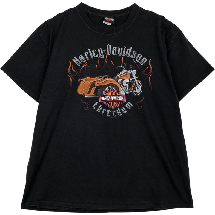 Harley-Davidson Hanes BEEFY-T Fire Pattern Motorcycle T-Shirt, Men's Size XL (approx.) cotton black type Vintage Second Hand