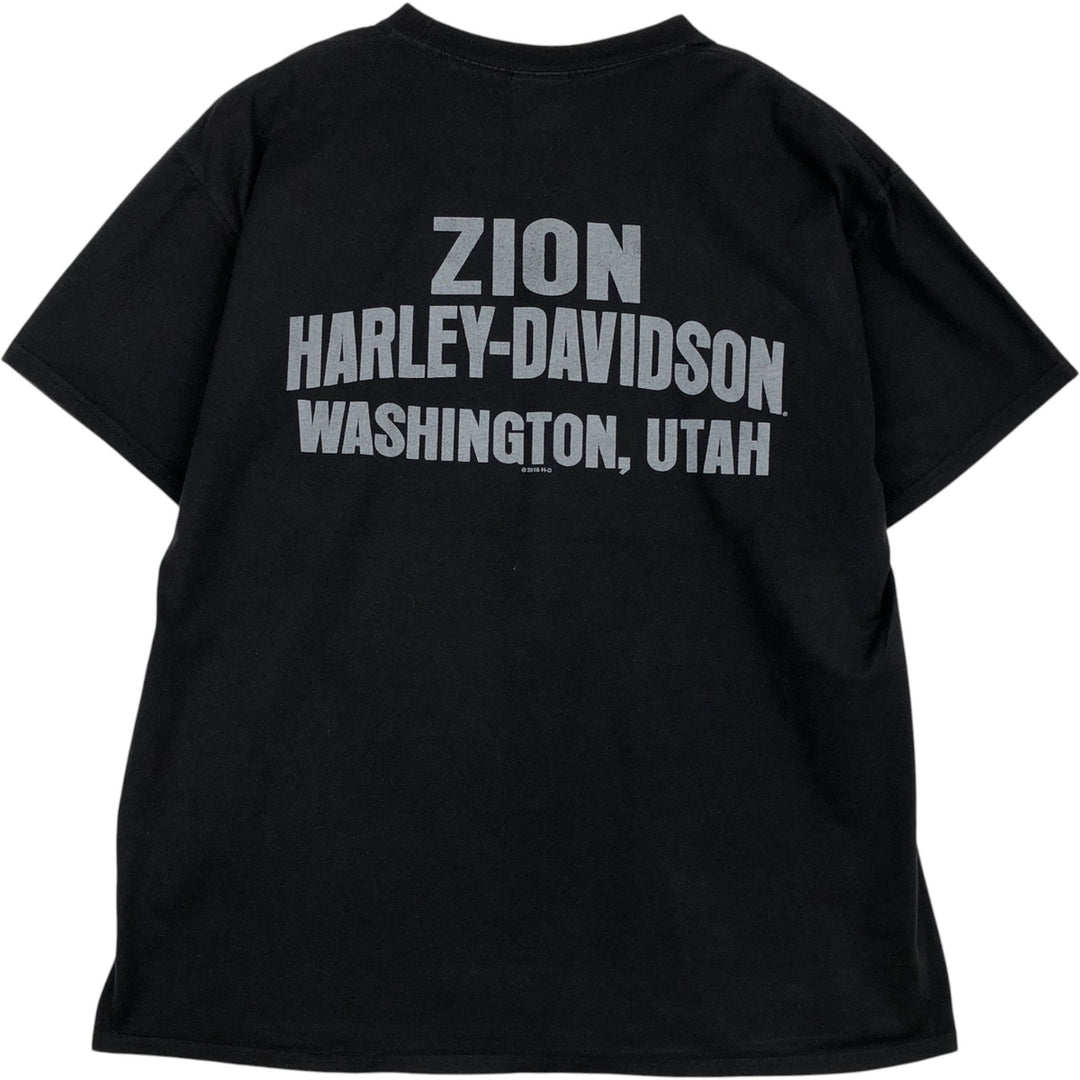 Harley-Davidson Hanes BEEFY-T Fire Pattern Motorcycle T-Shirt, Men's Size XL (approx.) cotton black type Vintage Second Hand