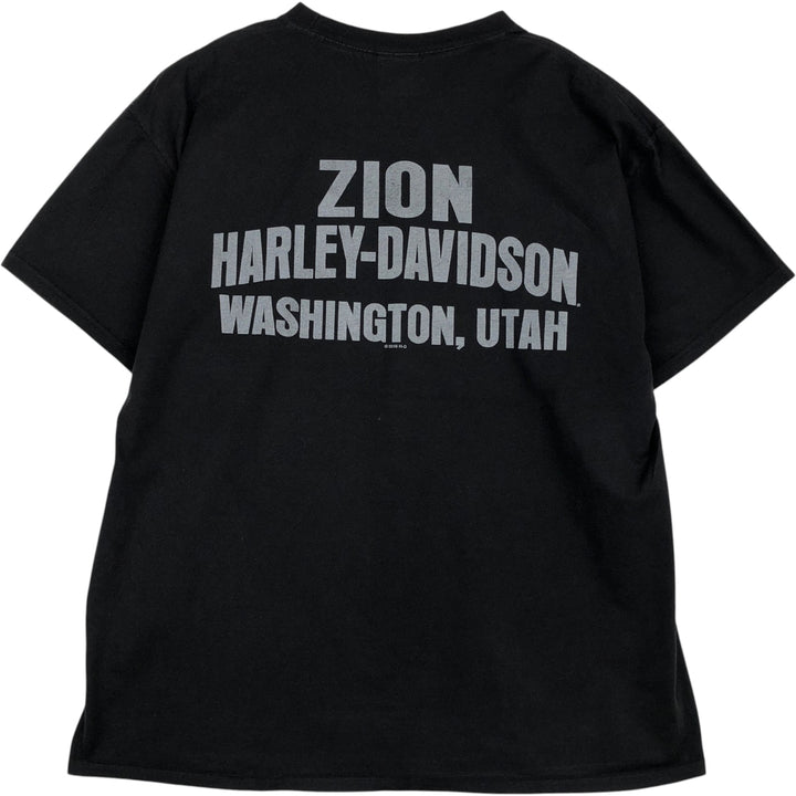 Harley-Davidson Hanes BEEFY-T Fire Pattern Motorcycle T-Shirt, Men's Size XL (approx.) cotton black type Vintage Second Hand