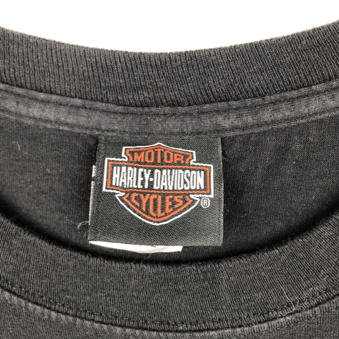 Harley-Davidson Hanes BEEFY-T Fire Pattern Motorcycle T-Shirt, Men's Size XL (approx.) cotton black type Vintage Second Hand