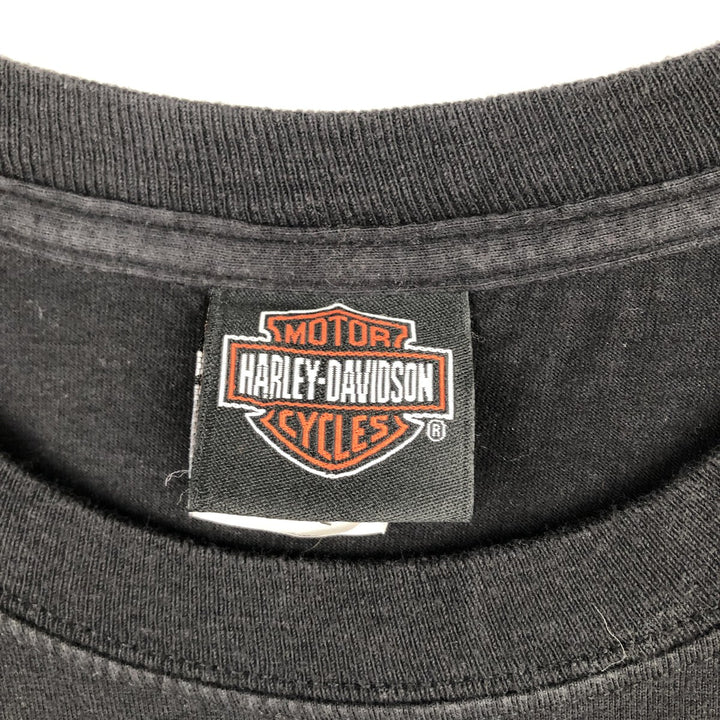 Harley-Davidson Hanes BEEFY-T Fire Pattern Motorcycle T-Shirt, Men's Size XL (approx.) cotton black type Vintage Second Hand