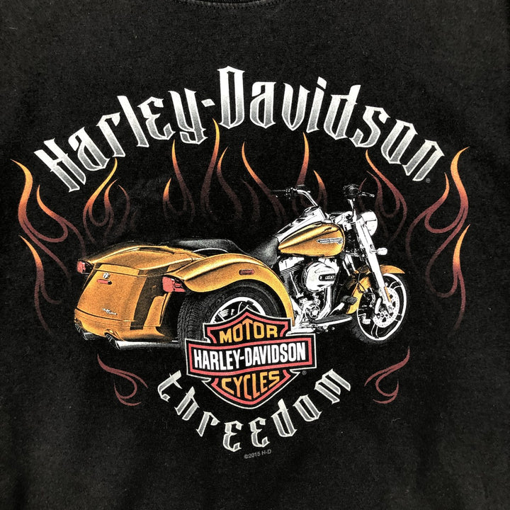 Harley-Davidson Hanes BEEFY-T Fire Pattern Motorcycle T-Shirt, Men's Size XL (approx.) cotton black type Vintage Second Hand