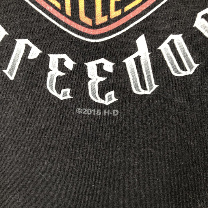 Harley-Davidson Hanes BEEFY-T Fire Pattern Motorcycle T-Shirt, Men's Size XL (approx.) cotton black type Vintage Second Hand