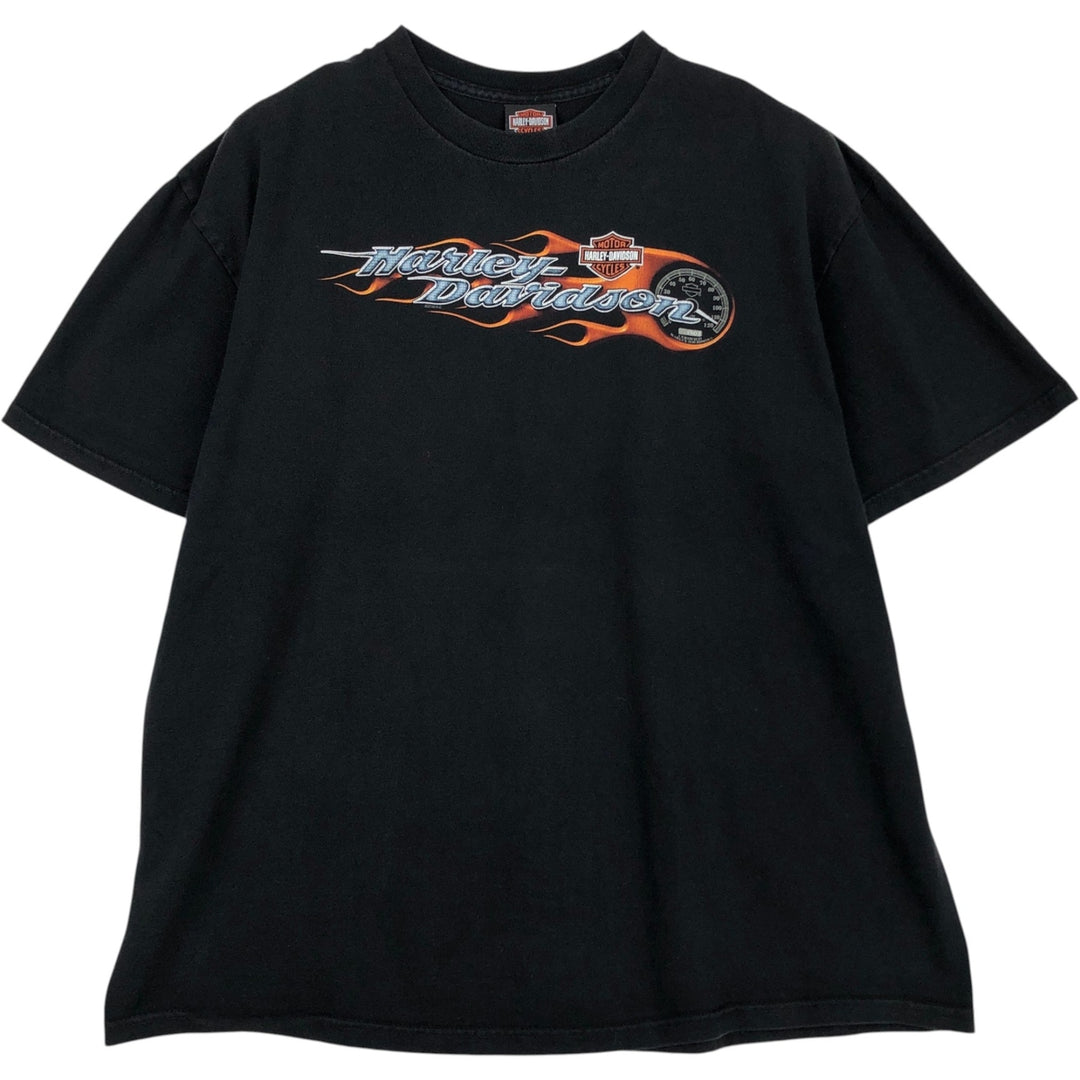 Harley-Davidson Fire Pattern Motorcycle Bike T-Shirt Men's XXL cotton black type Vintage Second Hand