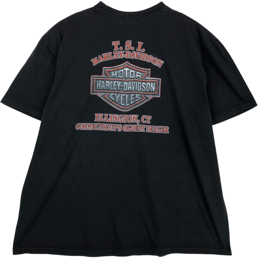 Harley-Davidson Fire Pattern Motorcycle Bike T-Shirt Men's XXL cotton black type Vintage Second Hand