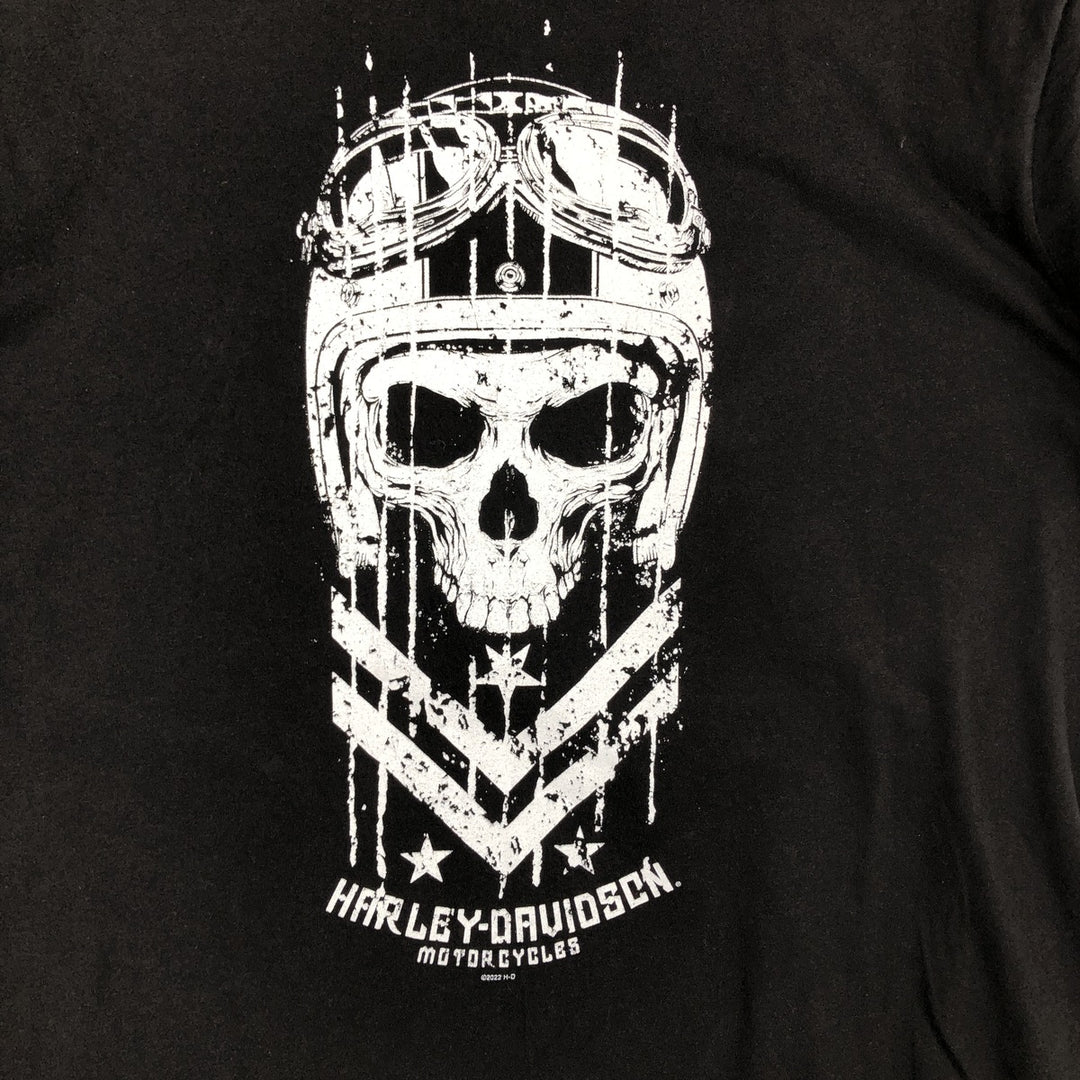 Harley-Davidson Skull Pattern Motorcycle Bike T-shirt Men's S size unclear black type Vintage Second Hand