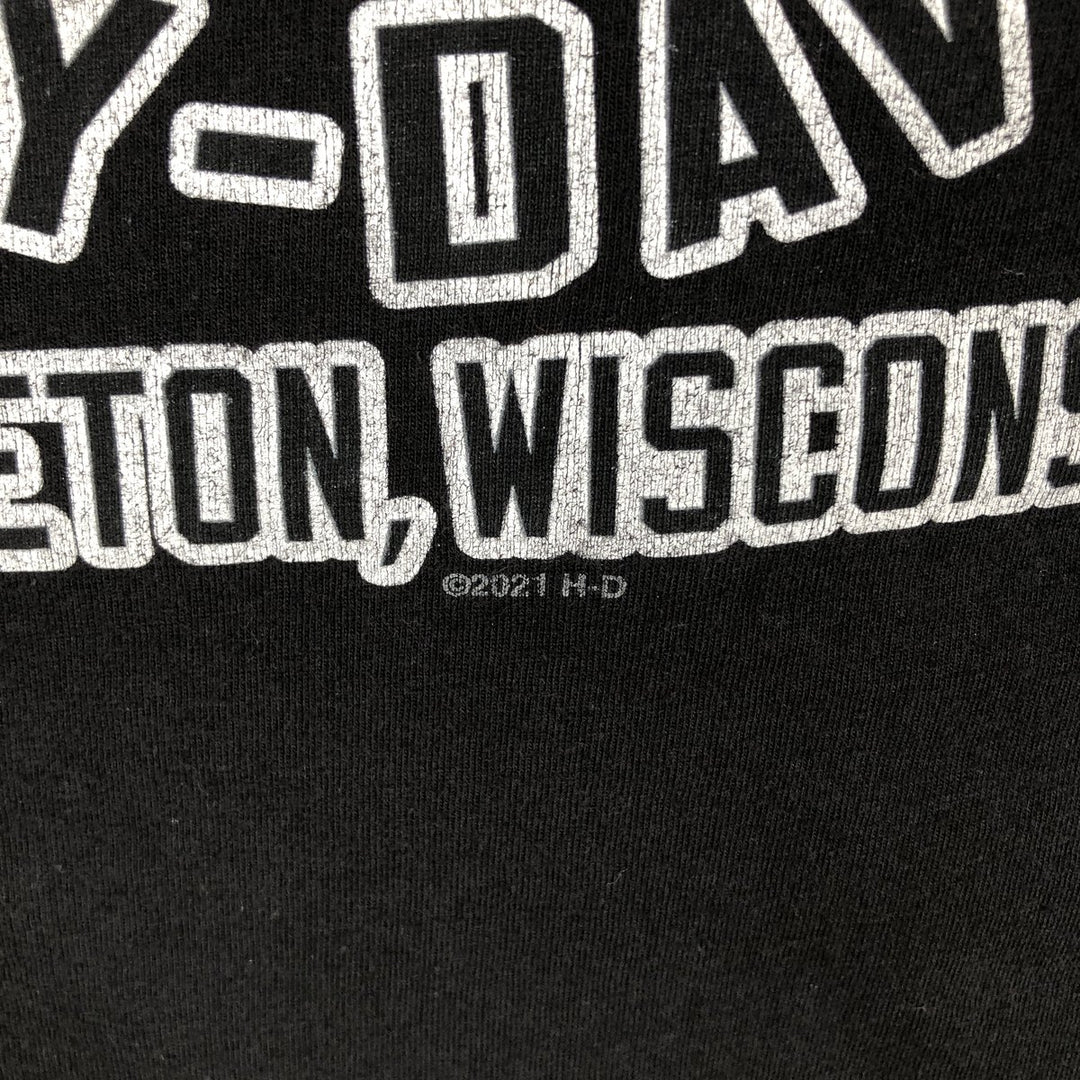 Harley-Davidson Skull Pattern Motorcycle Bike T-shirt Men's S size unclear black type Vintage Second Hand