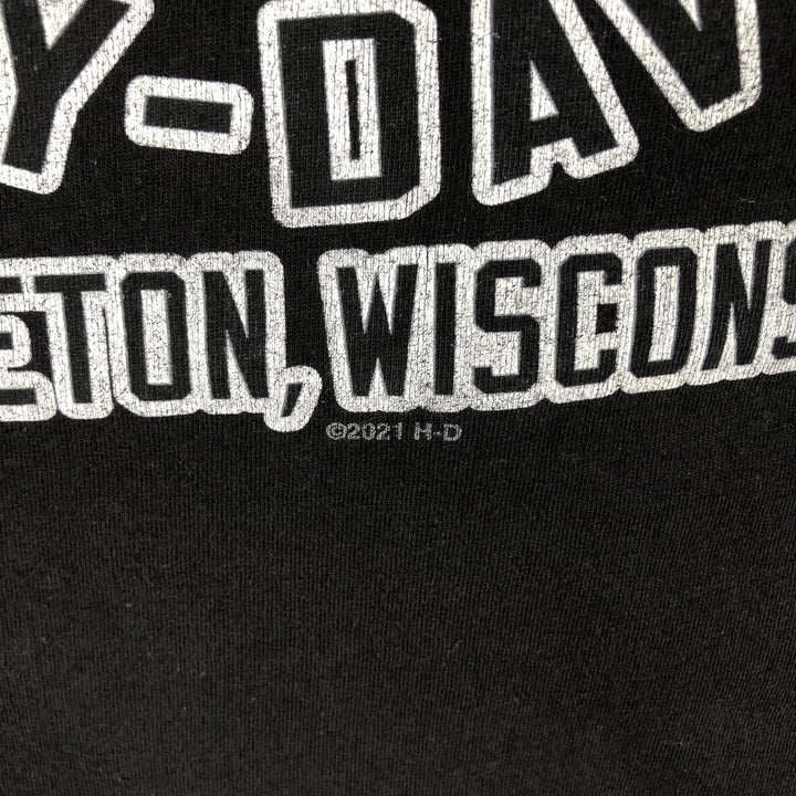 Harley-Davidson Skull Pattern Motorcycle Bike T-shirt Men's S size unclear black type Vintage Second Hand