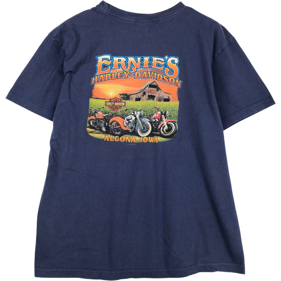 Harley-Davidson Eagle Pattern Motorcycle Bike T-shirt Made in USA Men's L size cotton blue type Vintage Second Hand