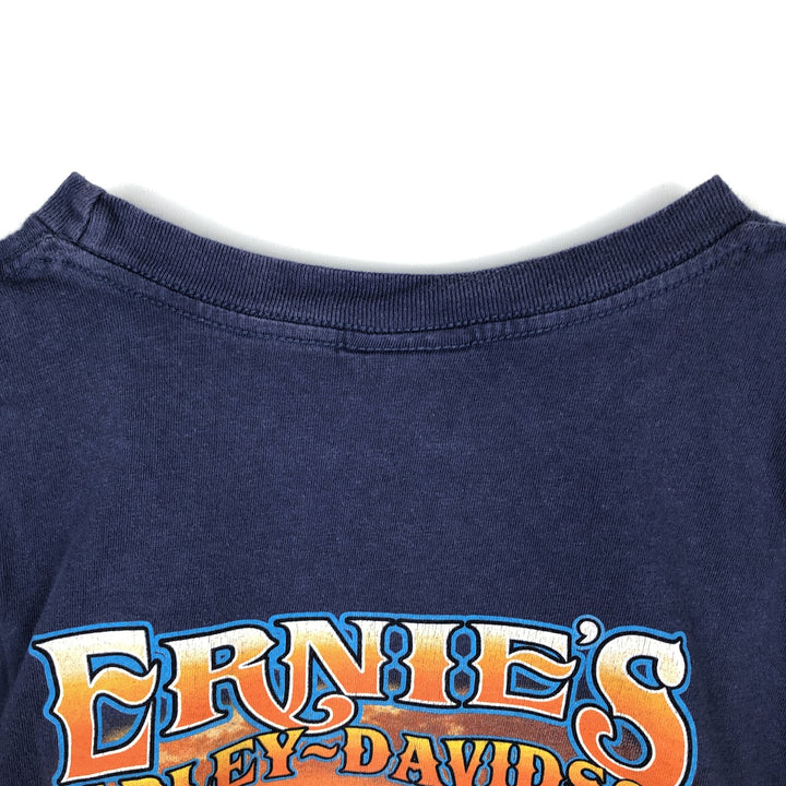 Harley-Davidson Eagle Pattern Motorcycle Bike T-shirt Made in USA Men's L size cotton blue type Vintage Second Hand