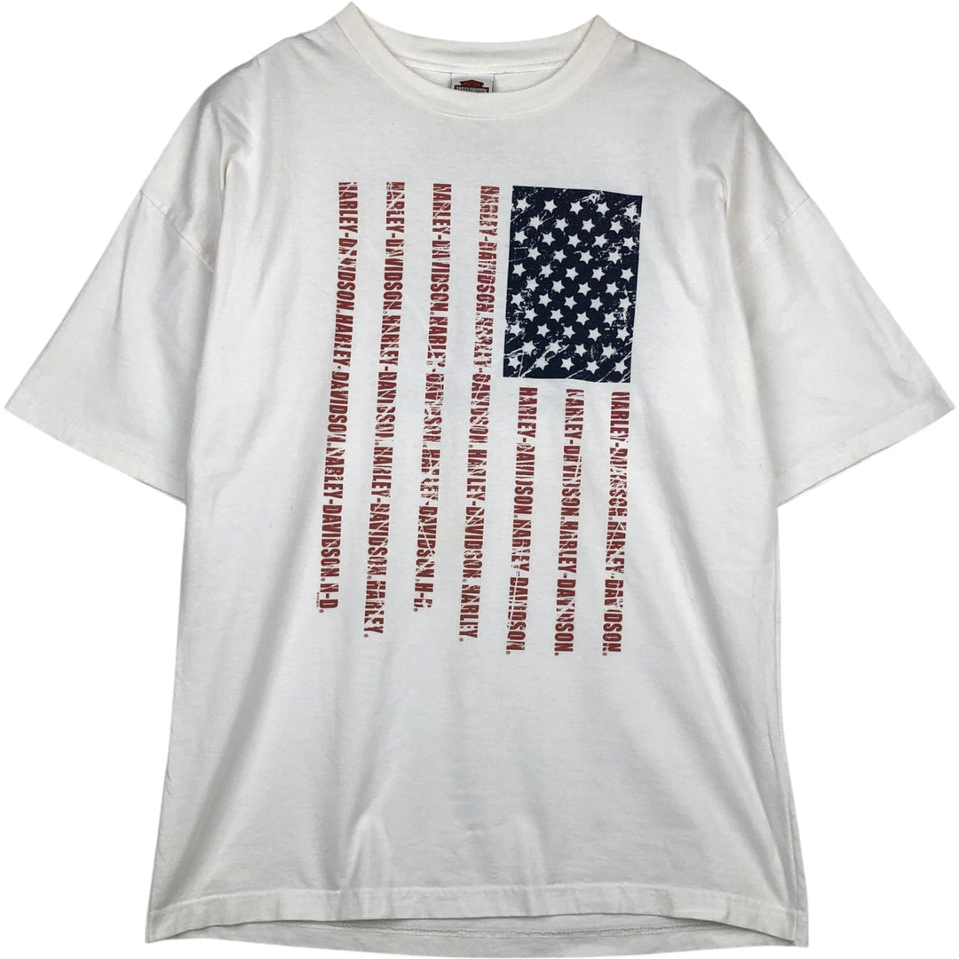 Big Size Harley-Davidson American Flag Pattern Motorcycle T-Shirt, Made in USA, Men's XXXL Equivalent cotton white type Vintage Second Hand