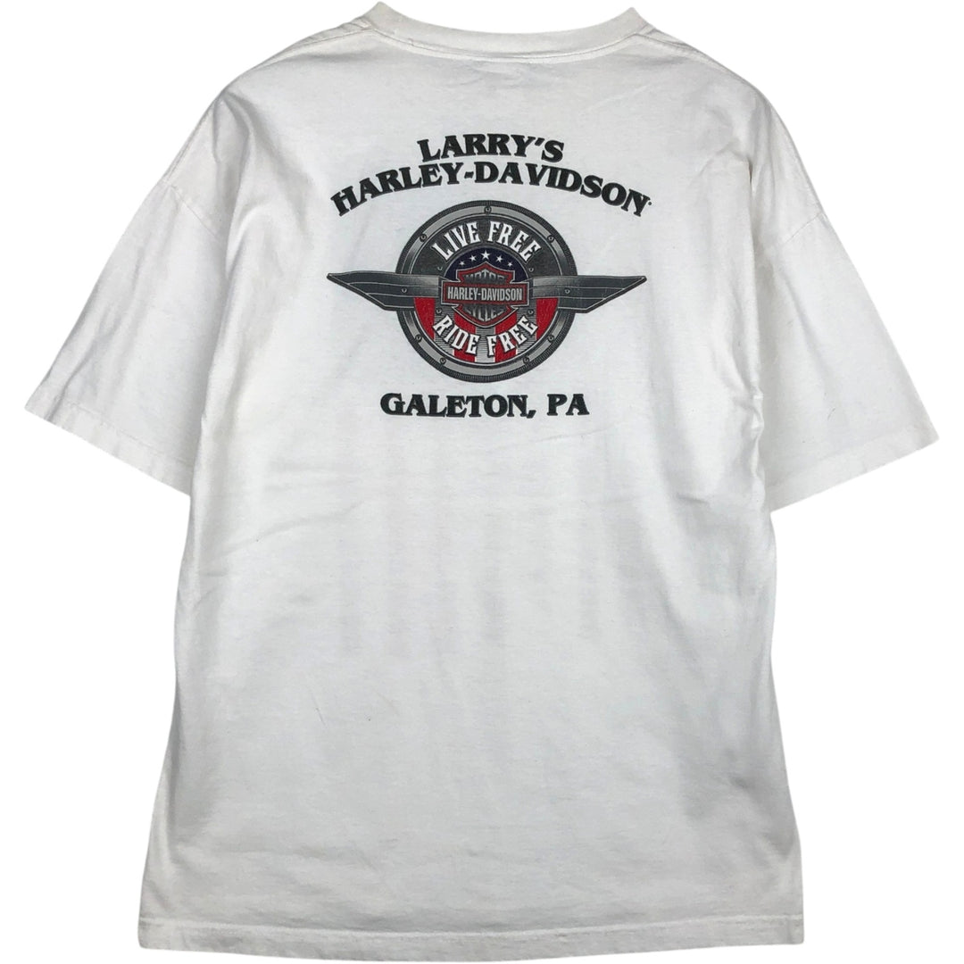 Big Size Harley-Davidson American Flag Pattern Motorcycle T-Shirt, Made in USA, Men's XXXL Equivalent cotton white type Vintage Second Hand