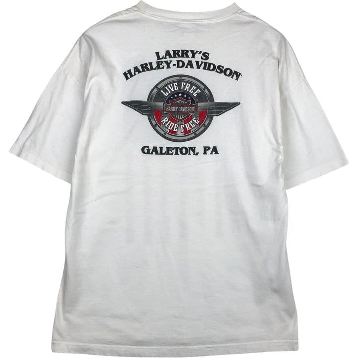 Big Size Harley-Davidson American Flag Pattern Motorcycle T-Shirt, Made in USA, Men's XXXL Equivalent cotton white type Vintage Second Hand
