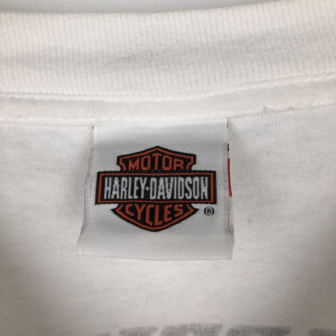 Big Size Harley-Davidson American Flag Pattern Motorcycle T-Shirt, Made in USA, Men's XXXL Equivalent cotton white type Vintage Second Hand