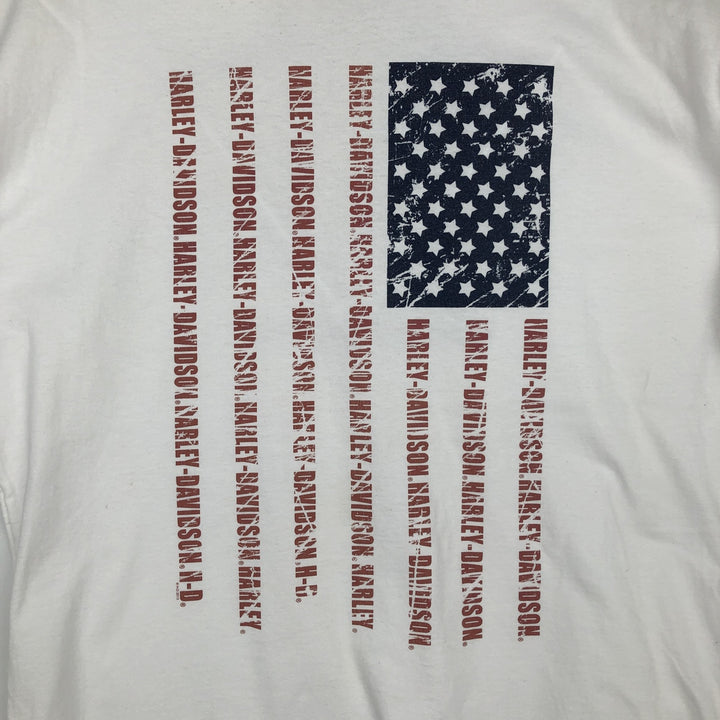 Big Size Harley-Davidson American Flag Pattern Motorcycle T-Shirt, Made in USA, Men's XXXL Equivalent cotton white type Vintage Second Hand