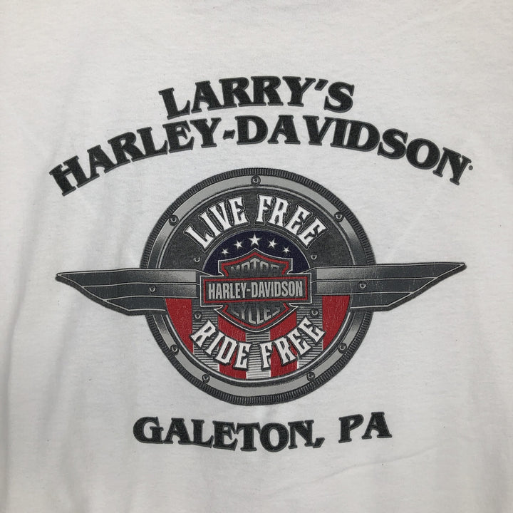 Big Size Harley-Davidson American Flag Pattern Motorcycle T-Shirt, Made in USA, Men's XXXL Equivalent cotton white type Vintage Second Hand