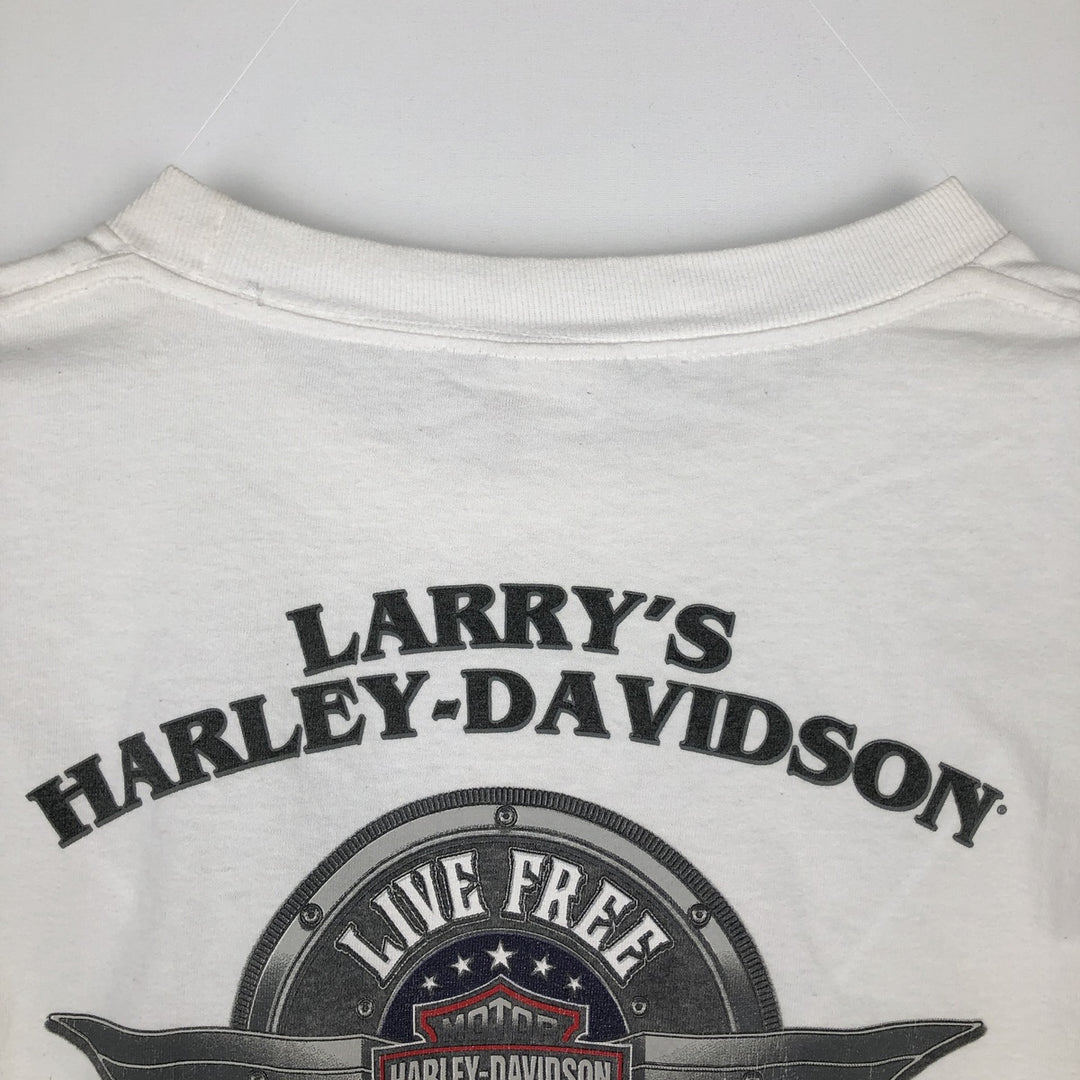 Big Size Harley-Davidson American Flag Pattern Motorcycle T-Shirt, Made in USA, Men's XXXL Equivalent cotton white type Vintage Second Hand