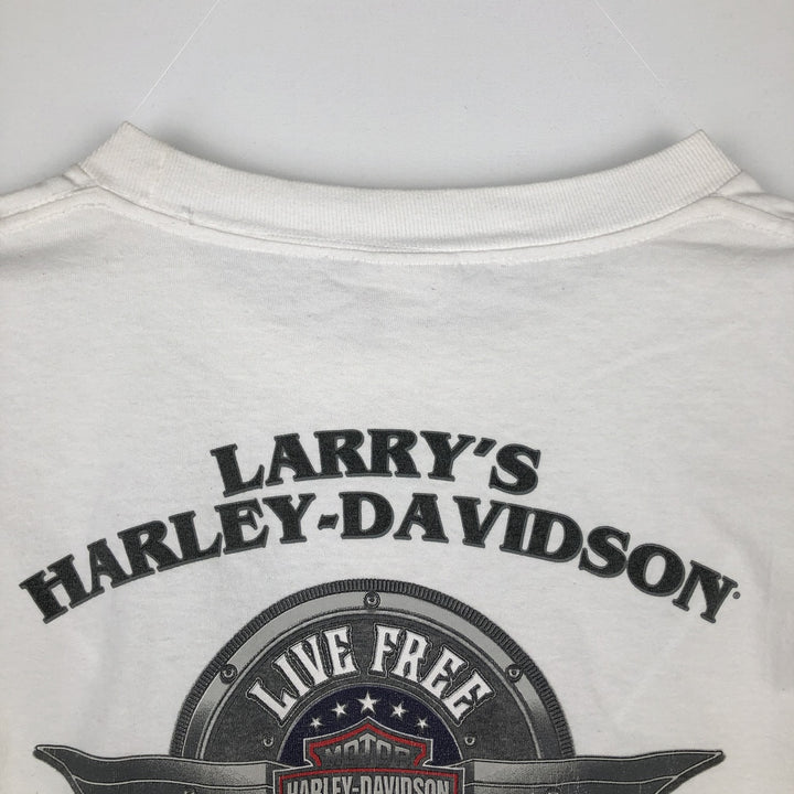 Big Size Harley-Davidson American Flag Pattern Motorcycle T-Shirt, Made in USA, Men's XXXL Equivalent cotton white type Vintage Second Hand