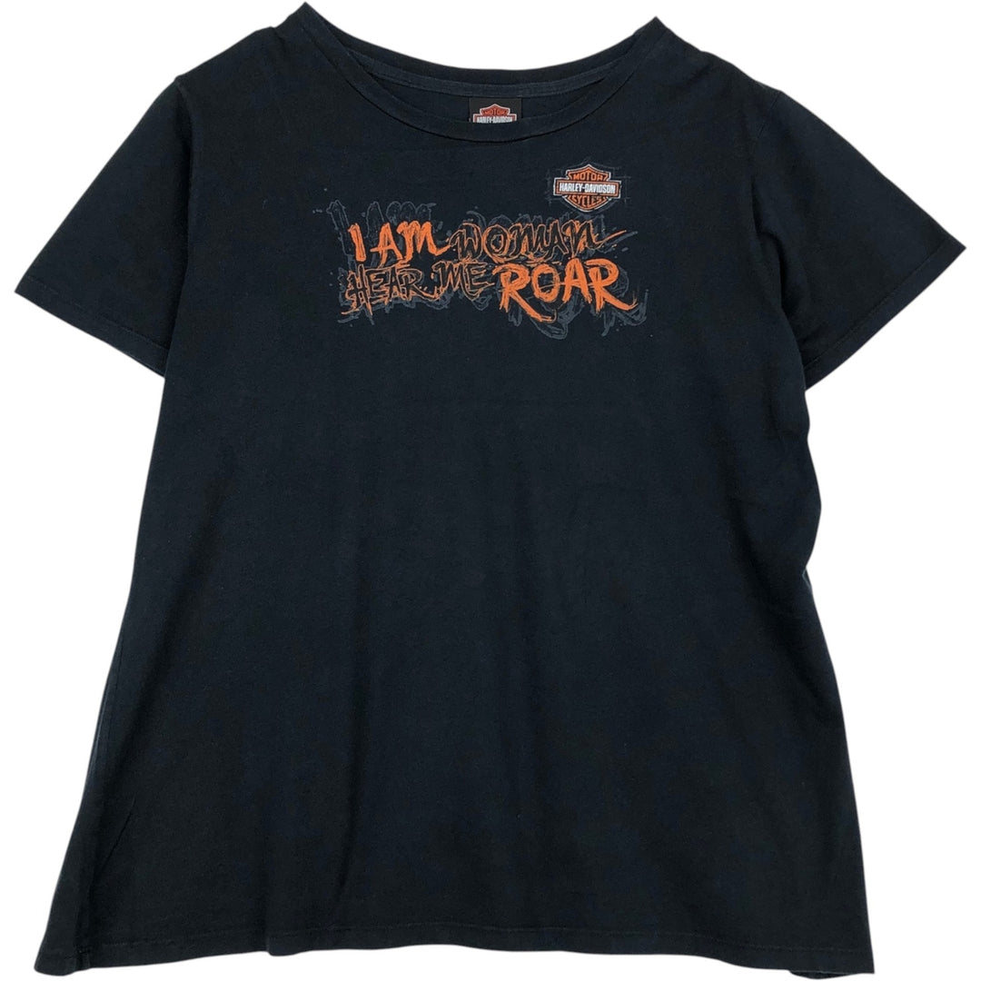 Harley-Davidson Motorcycle T-Shirt, Made in USA, Women's Size XXL (approx.) cotton black type Vintage Second Hand