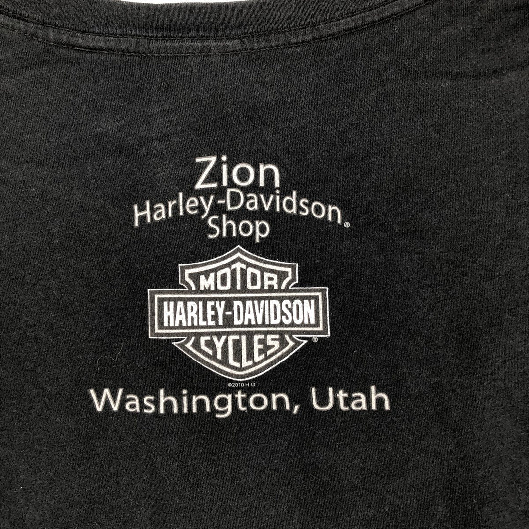 Harley-Davidson Motorcycle T-Shirt, Made in USA, Women's Size XXL (approx.) cotton black type Vintage Second Hand